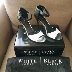 White House Black Market Black White Heels 8